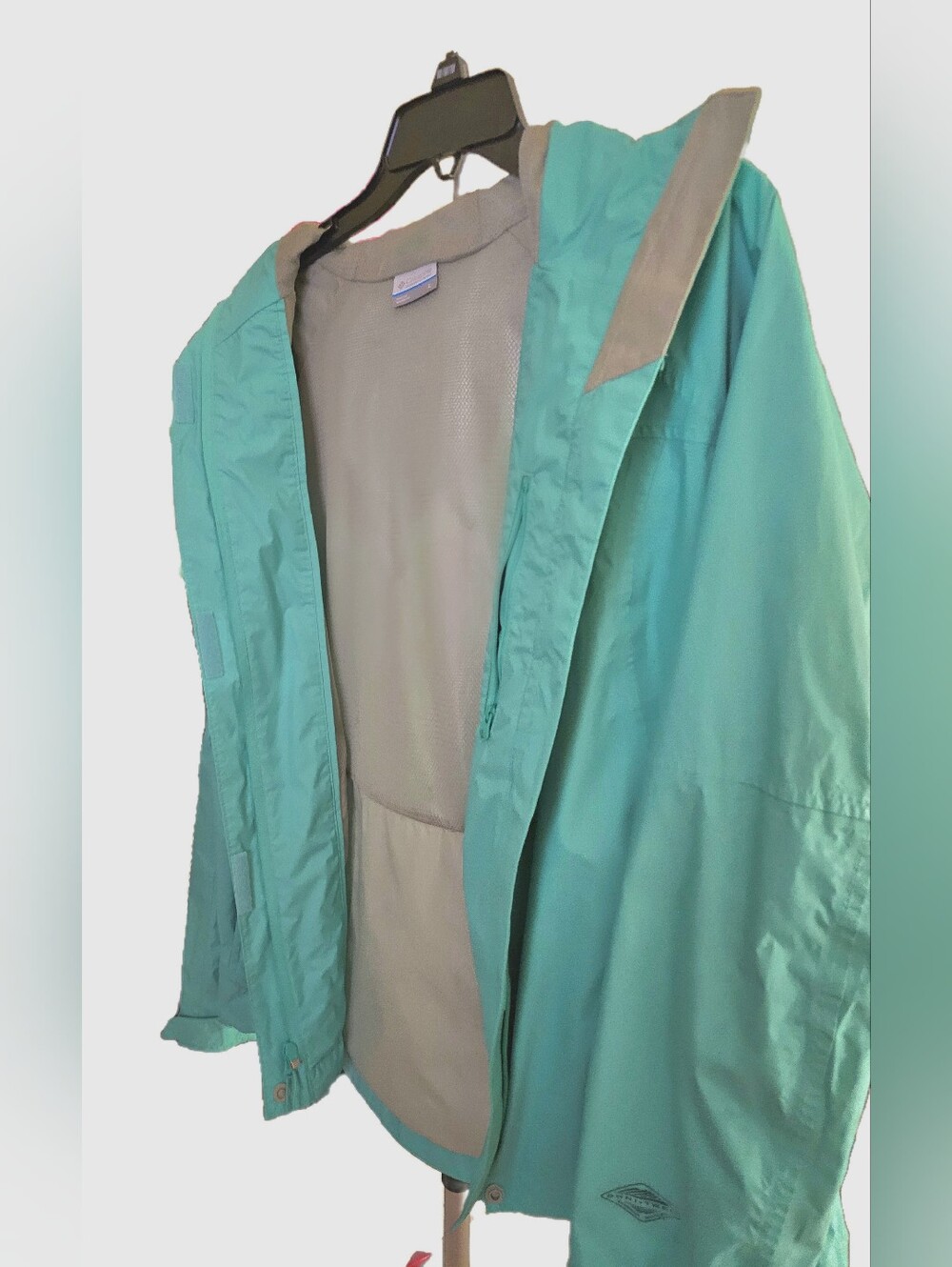 Columbia Women's Large Hooded Rain Jacket | Aqua/Teal | Excellent Used Condition - Picture 4 of 5